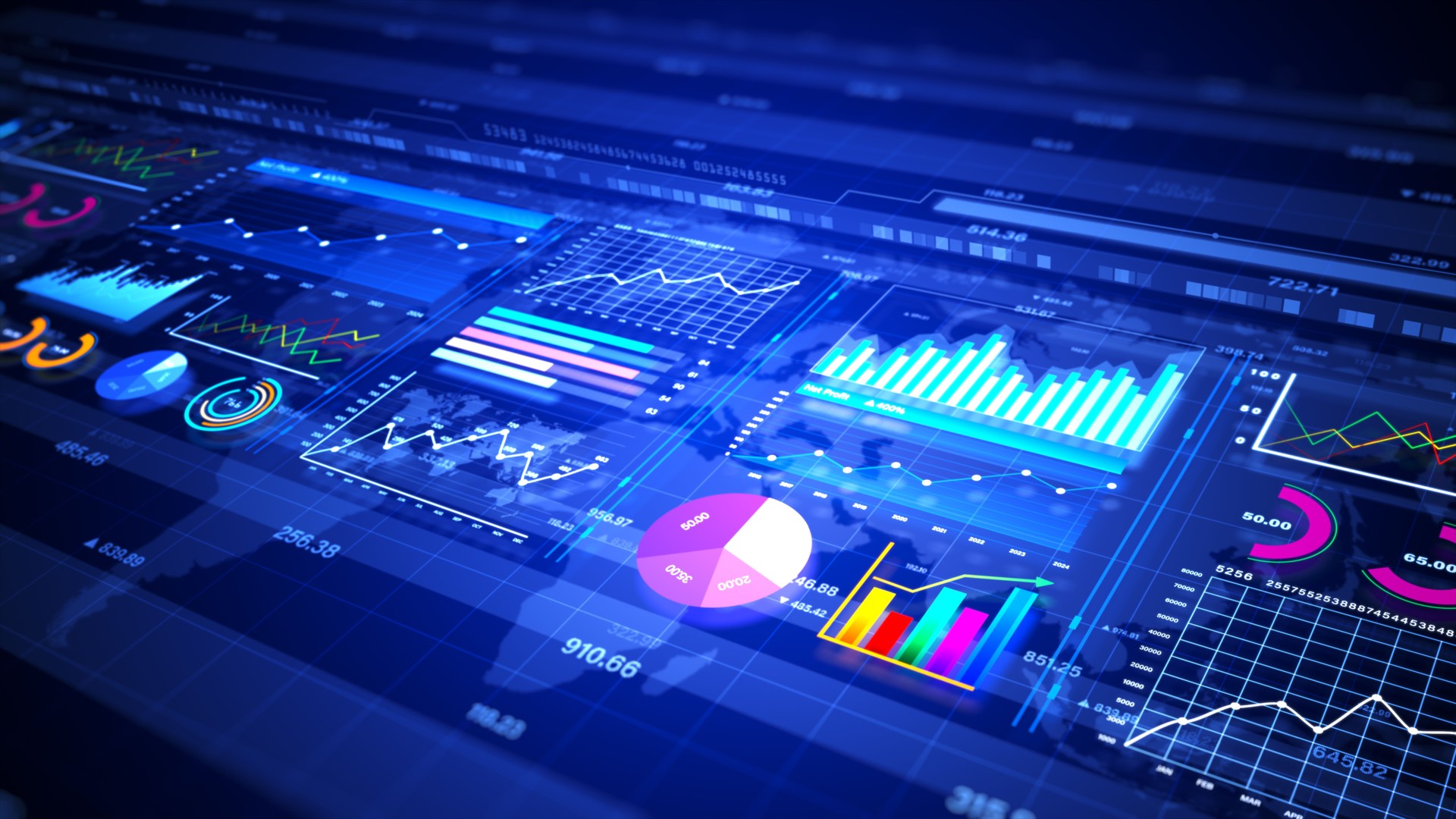 Digital data graph processing investment and business statistics, Market data and Infographics animation, Business and market data analysis and reports, with infographics background 3d rendering